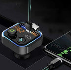 Bluetooth FM Transmitter & Charger 20w - For the car - Car charger, Aluminum + Plastic material, wireless audio upgrade