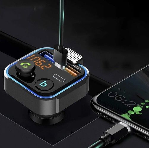 Bluetooth FM Transmitter & Charger 20w - For the car - Car charger, Aluminum + Plastic material, wireless audio upgrade