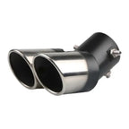 Universal 63mm Stainless Steel Dual Exhaust Pipe for Car, Stainless Steel + Steel material, exhaust sound control, Black/Silver Color Options