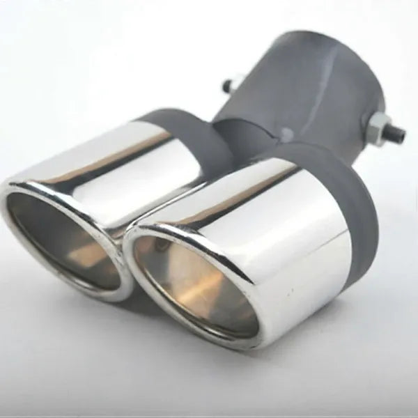 Universal 63mm Stainless Steel Dual Exhaust Pipe for Car, Stainless Steel + Steel material, exhaust sound control, Black/Silver Color Options