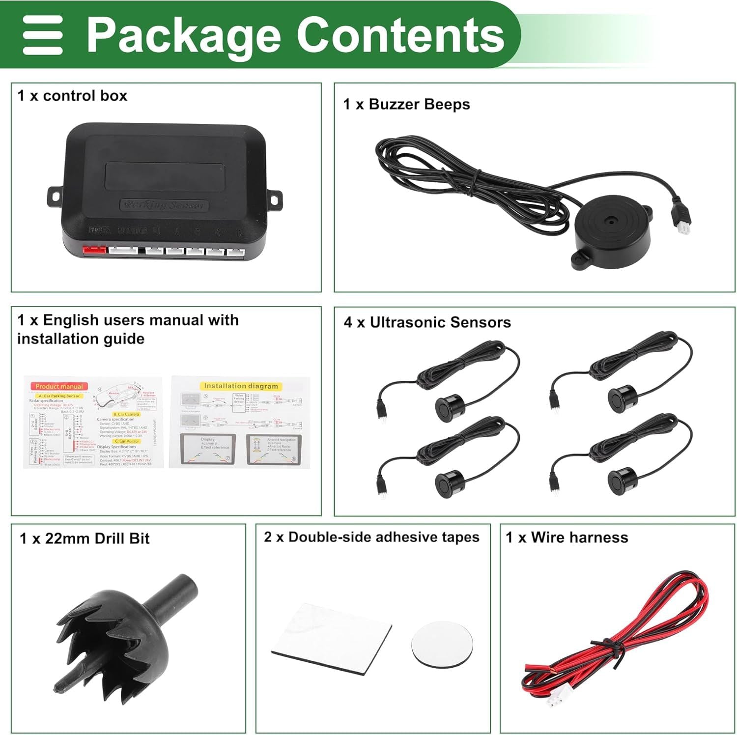 Car reversing sensor, auto parking system reversing radar, automotive replacement use, vehicle maintenance accessory