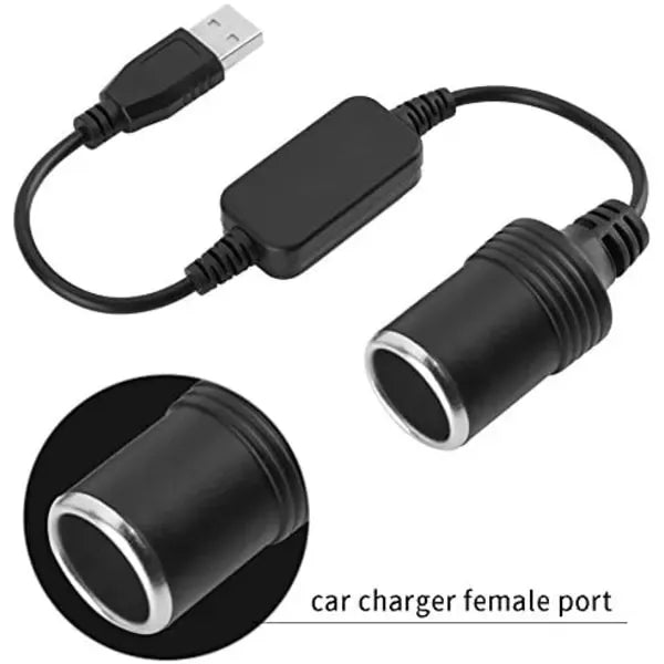 1.2m USB A male to 12V female cigarette lighter socket converter, automotive replacement use, vehicle maintenance accessory