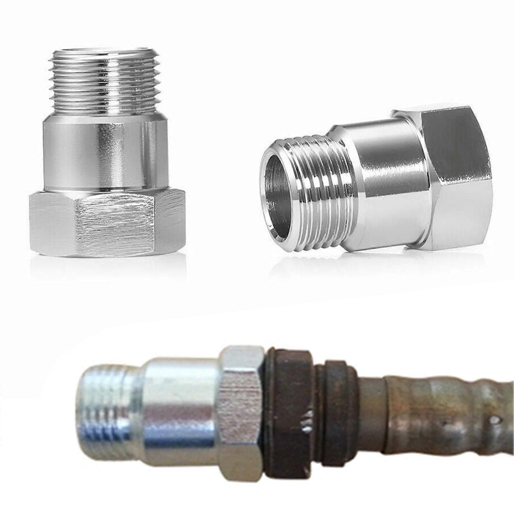 2 pcs O2 Sensor Spacer Thread Universal M18 X 1.5 Car Engine Light Oxygen Sensor Extension Adapter for Vehicle, Metal material