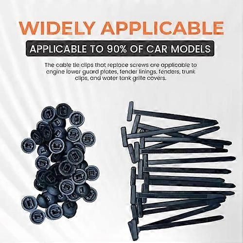 Nylon Universal Cable Tie Buckle, 10-100 pin and button cable ties self-locking 50 pcs, automotive replacement use, Black Color