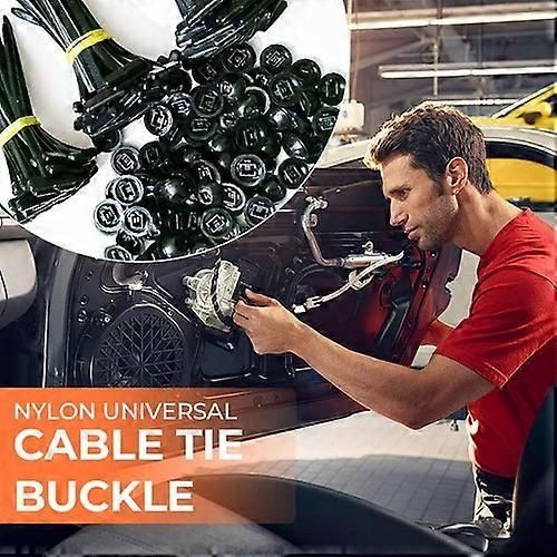 Nylon Universal Cable Tie Buckle, 10-100 pin and button cable ties self-locking 50 pcs, automotive replacement use, Black Color