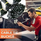 Nylon Universal Cable Tie Buckle, 10-100 pin and button cable ties self-locking 50 pcs, automotive replacement use, Black Color