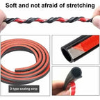 Universal Self-Adhesive D-Shape Rubber Car Door Seal Strip, 18 m Door Weatherstrip Protector, Black Color, Trim Use
