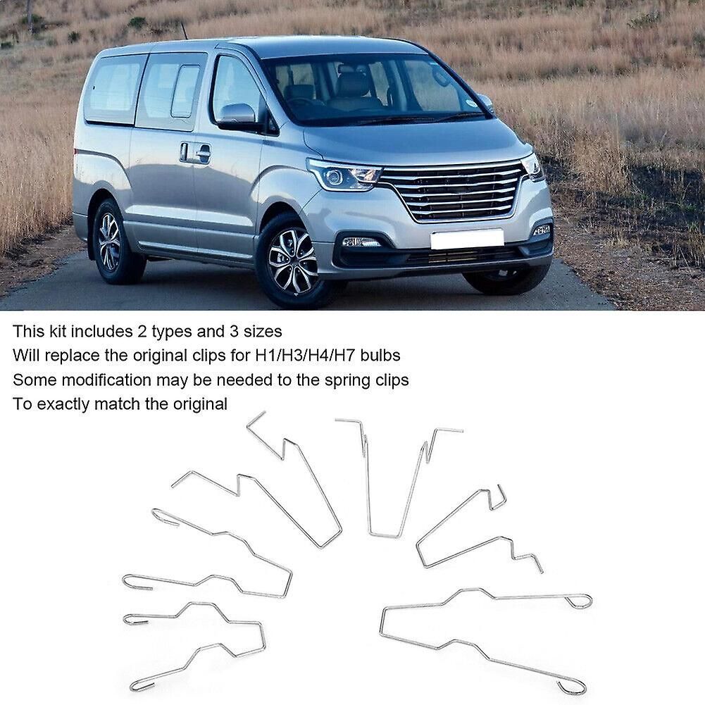 6x Headlight Retaining Clip Spring Bulb For H1/H3/H4/H7 5ZHSFULLKIT, Steel material, direct exterior replacement