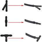 Hose for washer fluid, 3M - Hose for washer nozzle, mist sprayer, with hose connection 9 pcs, Rubber material, automotive replacement use, Black Color