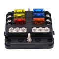 6 Way Waterproof Fuse Block with LED Indicator and Negative Bus, 12V 24V Marine Fuse Box for Car and Boat, Waterproof Design