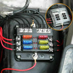 6 Way Waterproof Fuse Block with LED Indicator and Negative Bus, 12V 24V Marine Fuse Box for Car and Boat, Waterproof Design