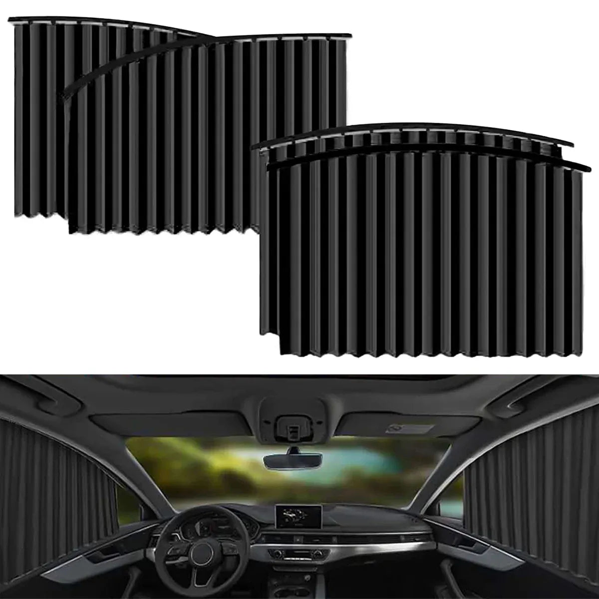 Car Window Sun Shade Magnetic Slidable Privacy Curtain Sun Protection Shield for Automotive Interior Black, for Car Truck Motorcycle and Vehicle Use