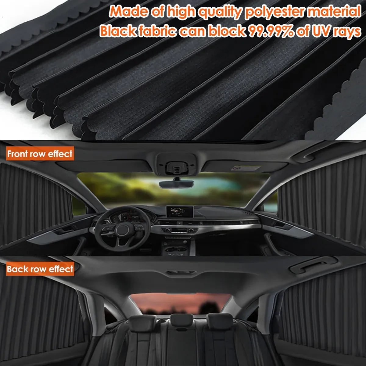 Car Window Sun Shade Magnetic Slidable Privacy Curtain Sun Protection Shield for Automotive Interior Black, for Car Truck Motorcycle and Vehicle Use