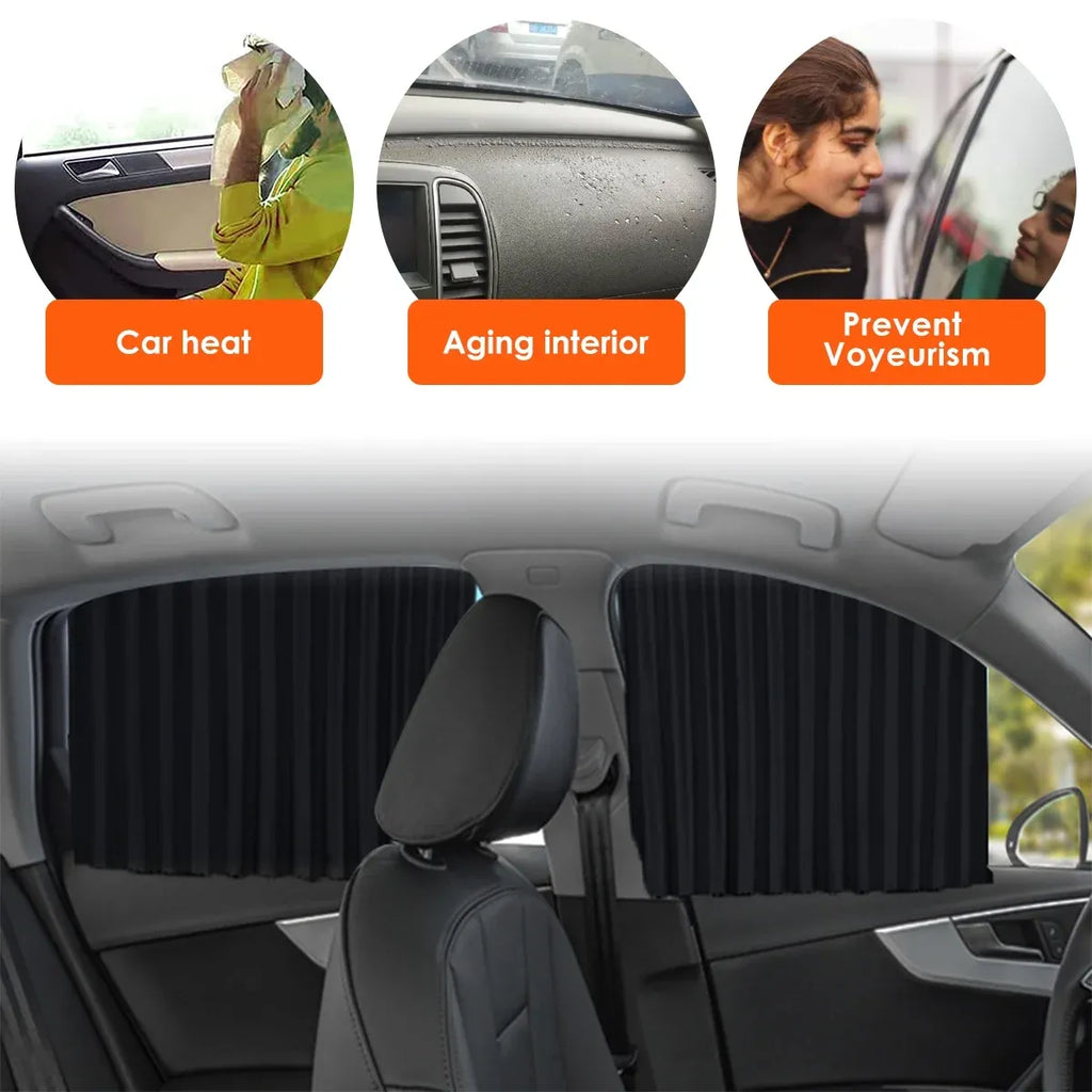 Car Window Sun Shade Magnetic Slidable Privacy Curtain Sun Protection Shield for Automotive Interior Black, for Car Truck Motorcycle and Vehicle Use