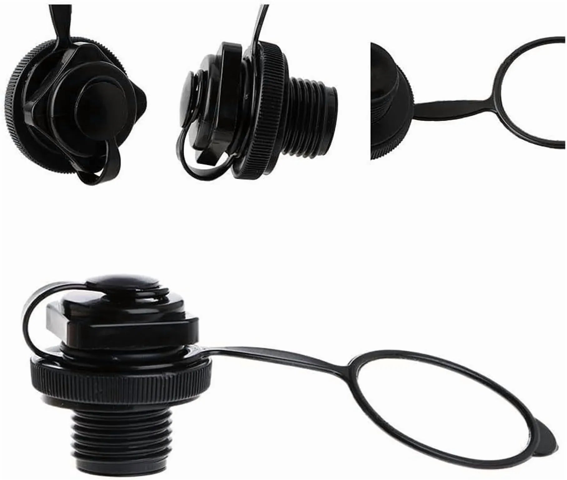 24mm Air Valve Spiral Plugs One Way Inflation Replacement for Inflatable Boat Kayak Canoe Bed Towable Tube, Black 2 Pack