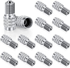 16 Pcs Flow Through Tire Valve Stem Caps, Double Valve Inflator Extensions for Truck Car RV, High Pressure, Copper Tone