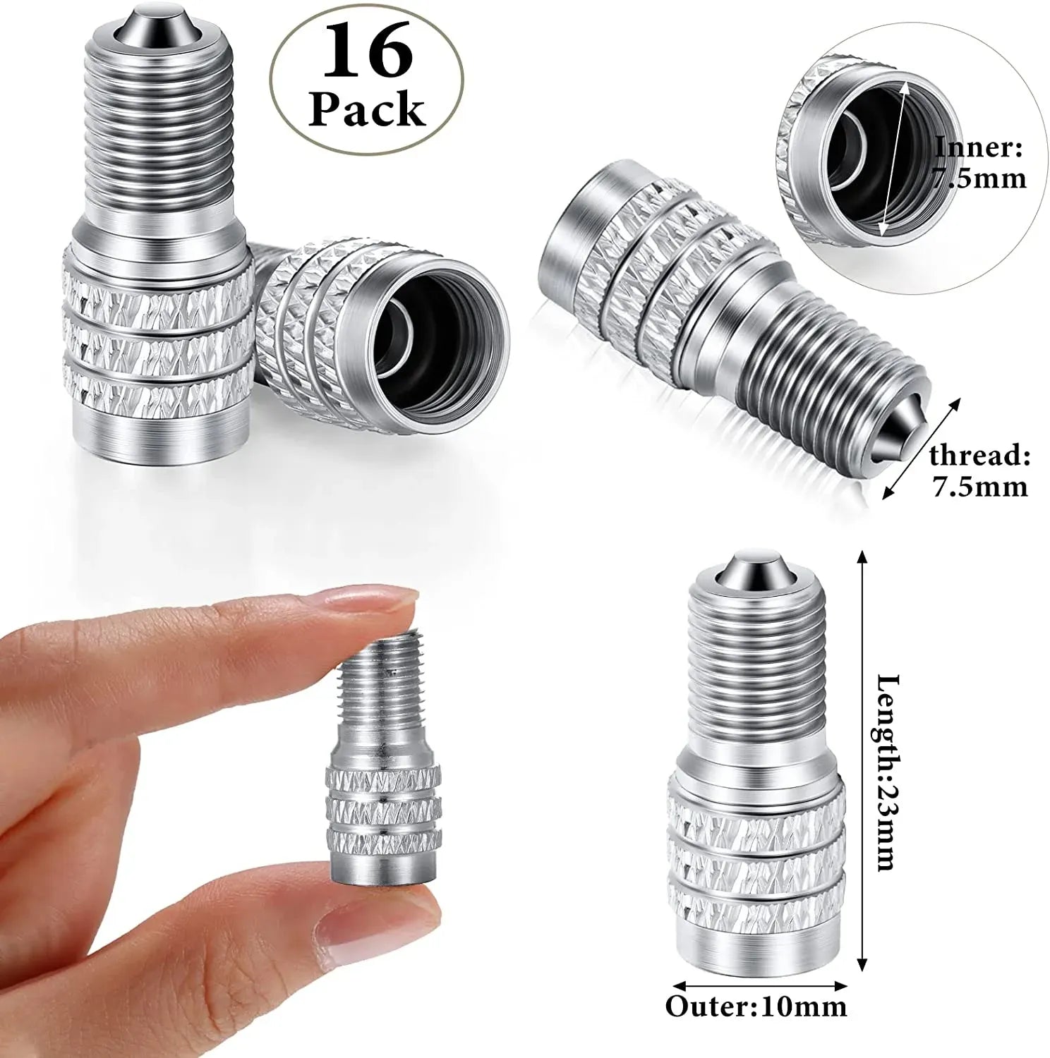 16 Pcs Flow Through Tire Valve Stem Caps, Double Valve Inflator Extensions for Truck Car RV, High Pressure, Copper Tone