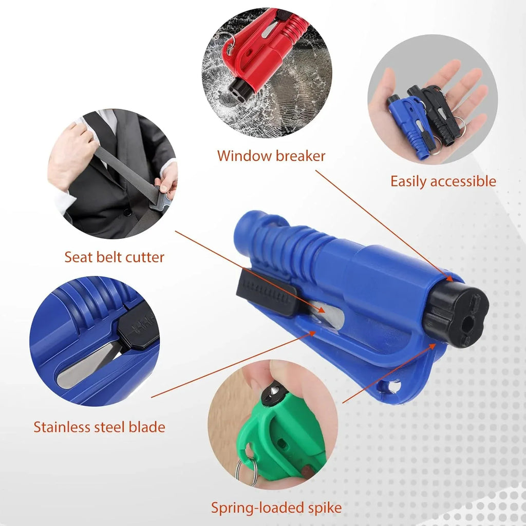 4 PCS Car Emergency Escape Tool Set with Window Breaker, Seat Belt Cutter and Survival Whistle for Drivers, 4 Colors
