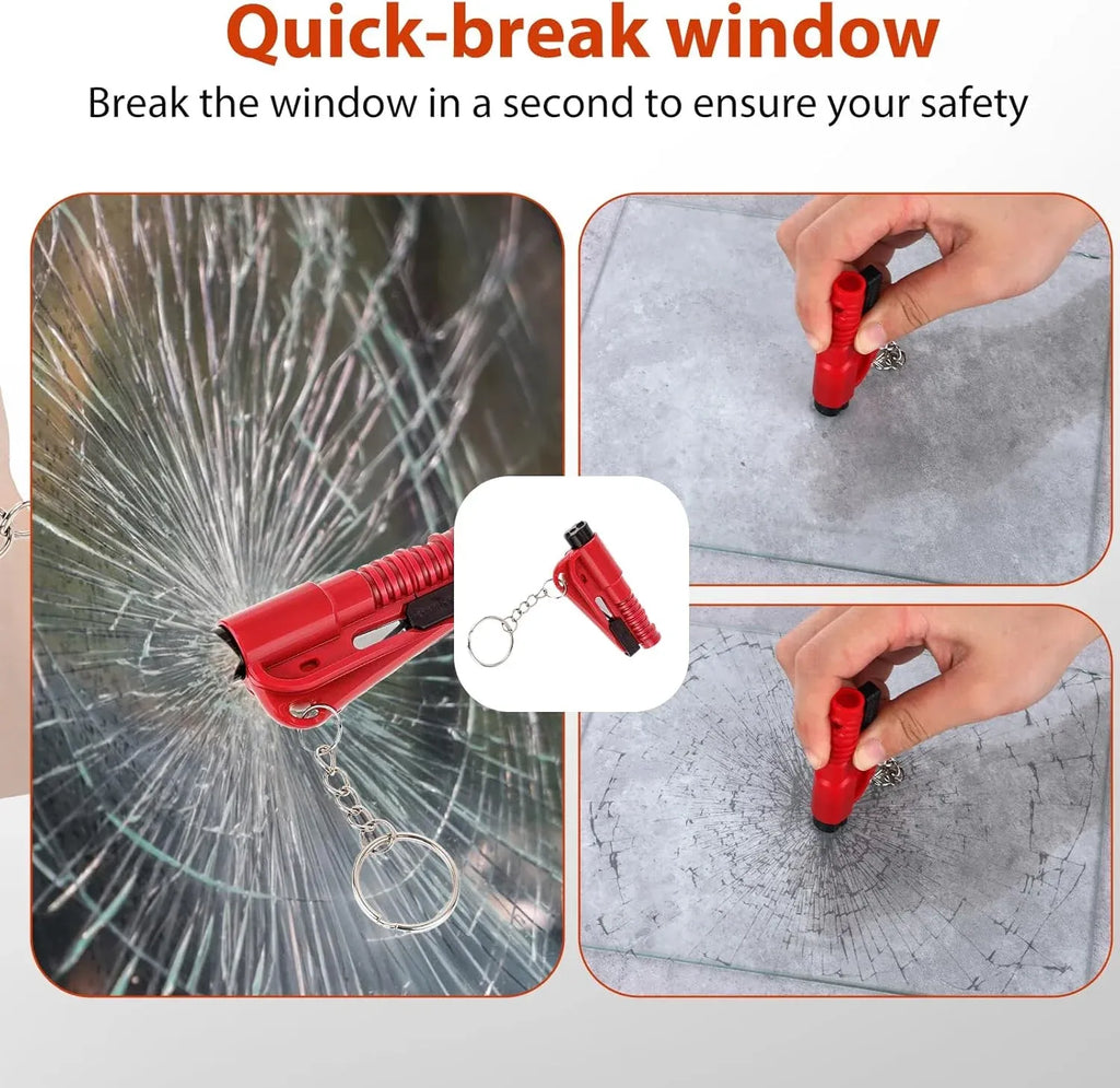 4 PCS Car Emergency Escape Tool Set with Window Breaker, Seat Belt Cutter and Survival Whistle for Drivers, 4 Colors