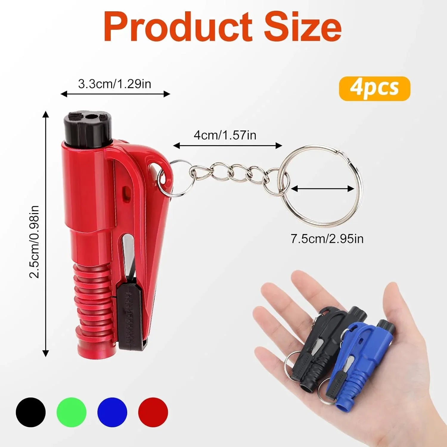 4 PCS Car Emergency Escape Tool Set with Window Breaker, Seat Belt Cutter and Survival Whistle for Drivers, 4 Colors