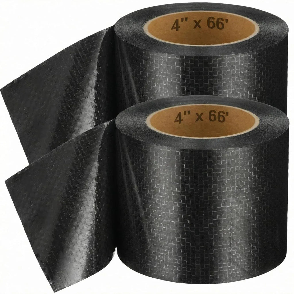 RV Underbelly Tape, Corrugated Waterproof Thick Adhesive Patch for Camper Travel Trailer Mobile Home Tear Repair, Black 2 Pack, 4 Inch X 66 Feet Size