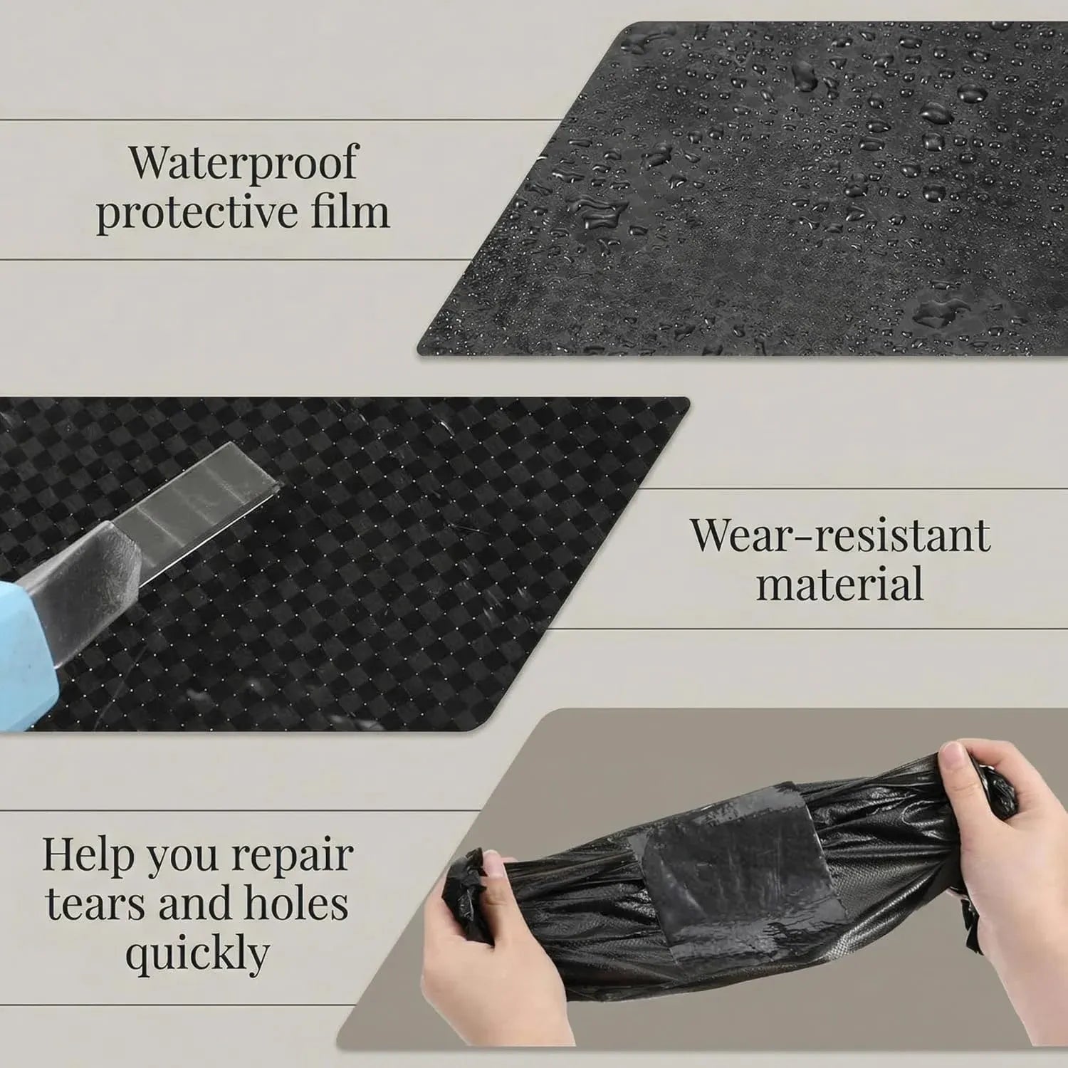RV Underbelly Tape, Corrugated Waterproof Thick Adhesive Patch for Camper Travel Trailer Mobile Home Tear Repair, Black 2 Pack, 4 Inch X 66 Feet Size