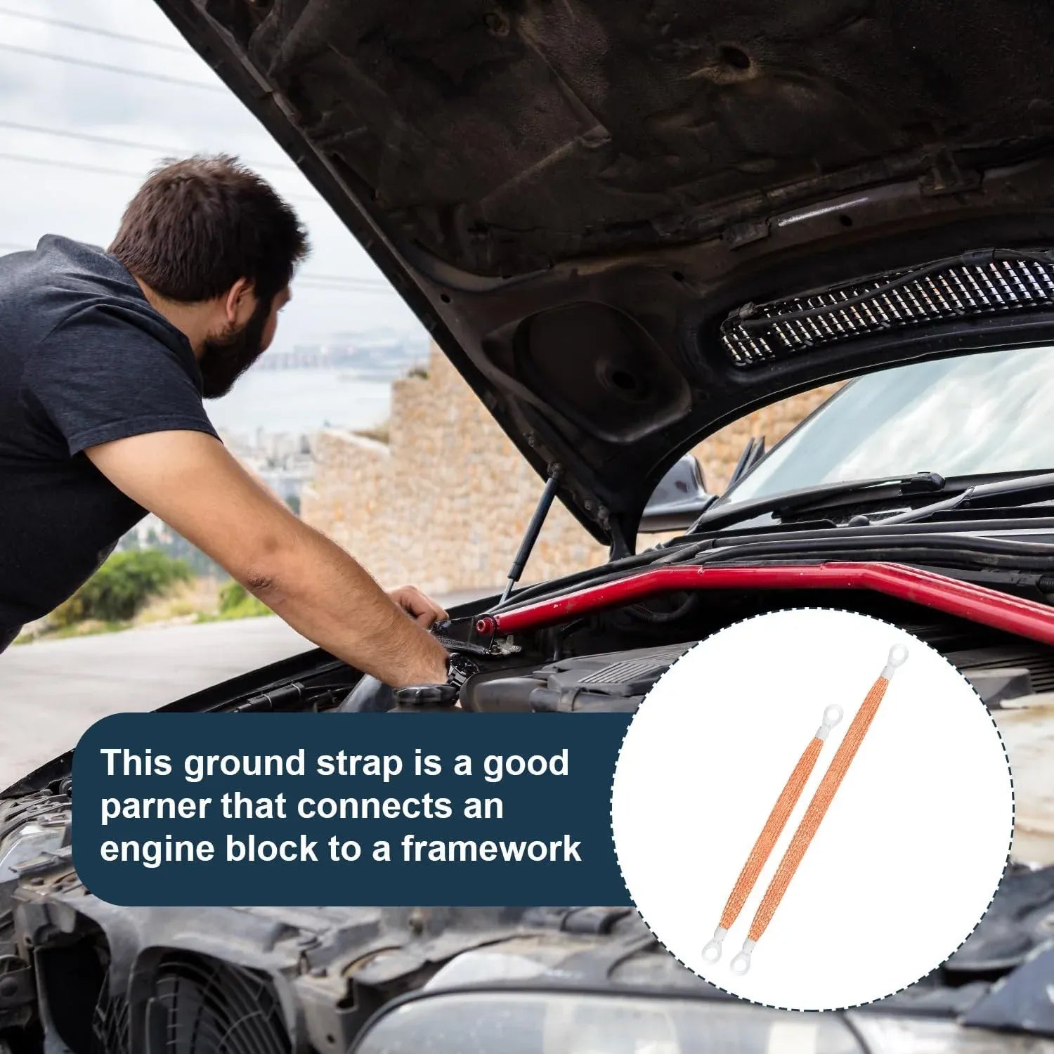 Automotive Ground Straps 10 Pack, Braided Copper Engine Bond Straps for Cars and Motorcycles, 10 Inch and 12 Inch