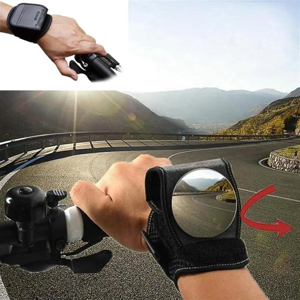 Bike Rear View Wrist Mirror Adjustable Arm Strap HD Reflex Mirror for Cyclists and Road Riding Black, Adjustable Design