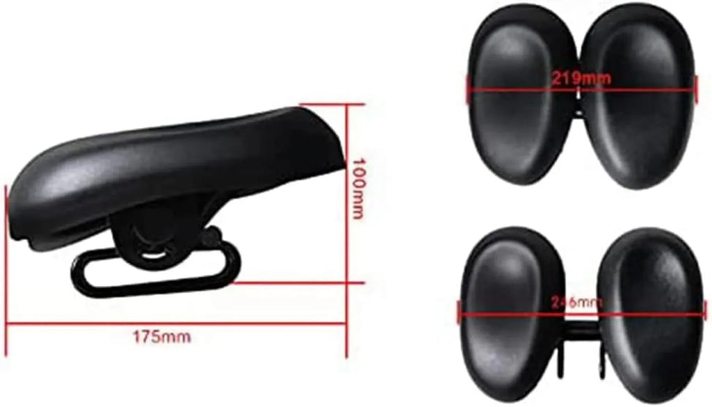 Noseless Bicycle Saddle Cushion Ergonomic Soft Double Pad Wide Cycling Seat for Men Women Black, for Bicycle Cycling and Outdoor Riding Use