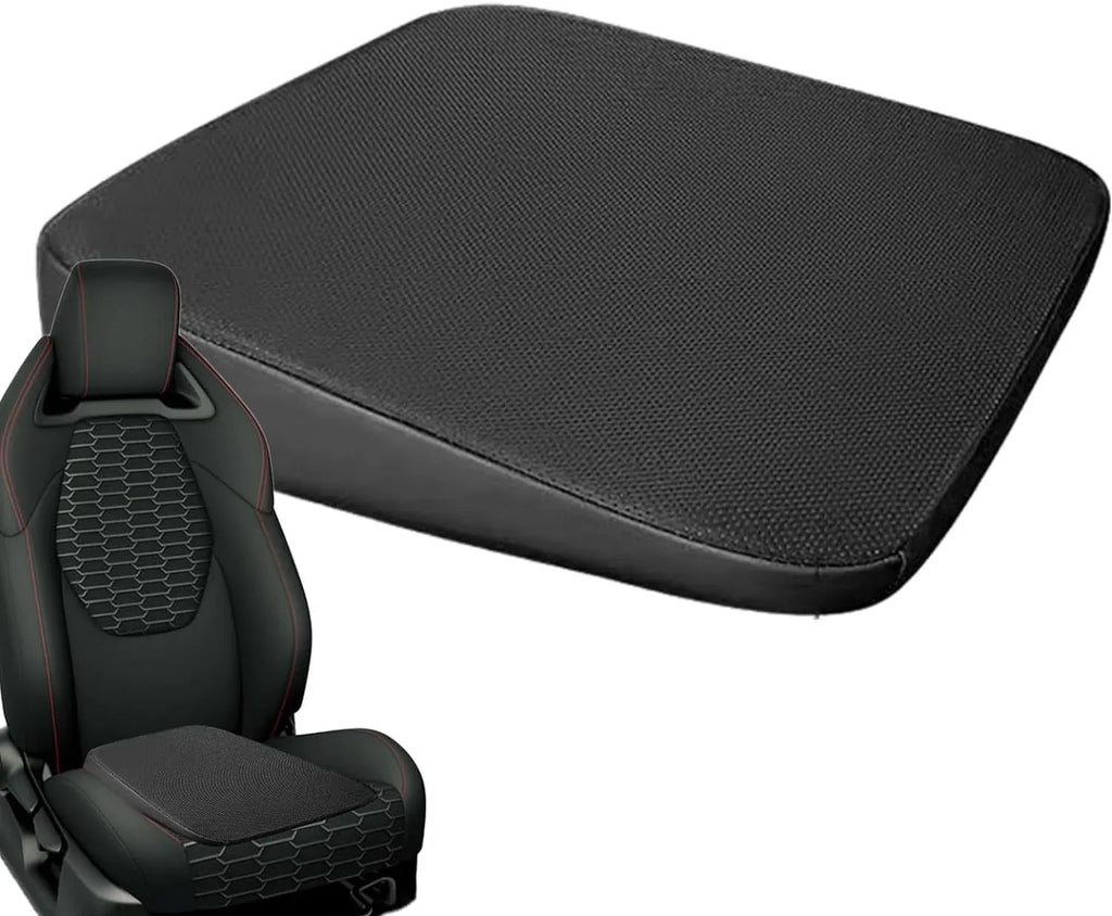 Wedge Car Seat Cushion Pad, Ergonomic Sloping Fabric Booster for Short Drivers, Wheelchair, Car Seat and Dining Chair, Black 6cm