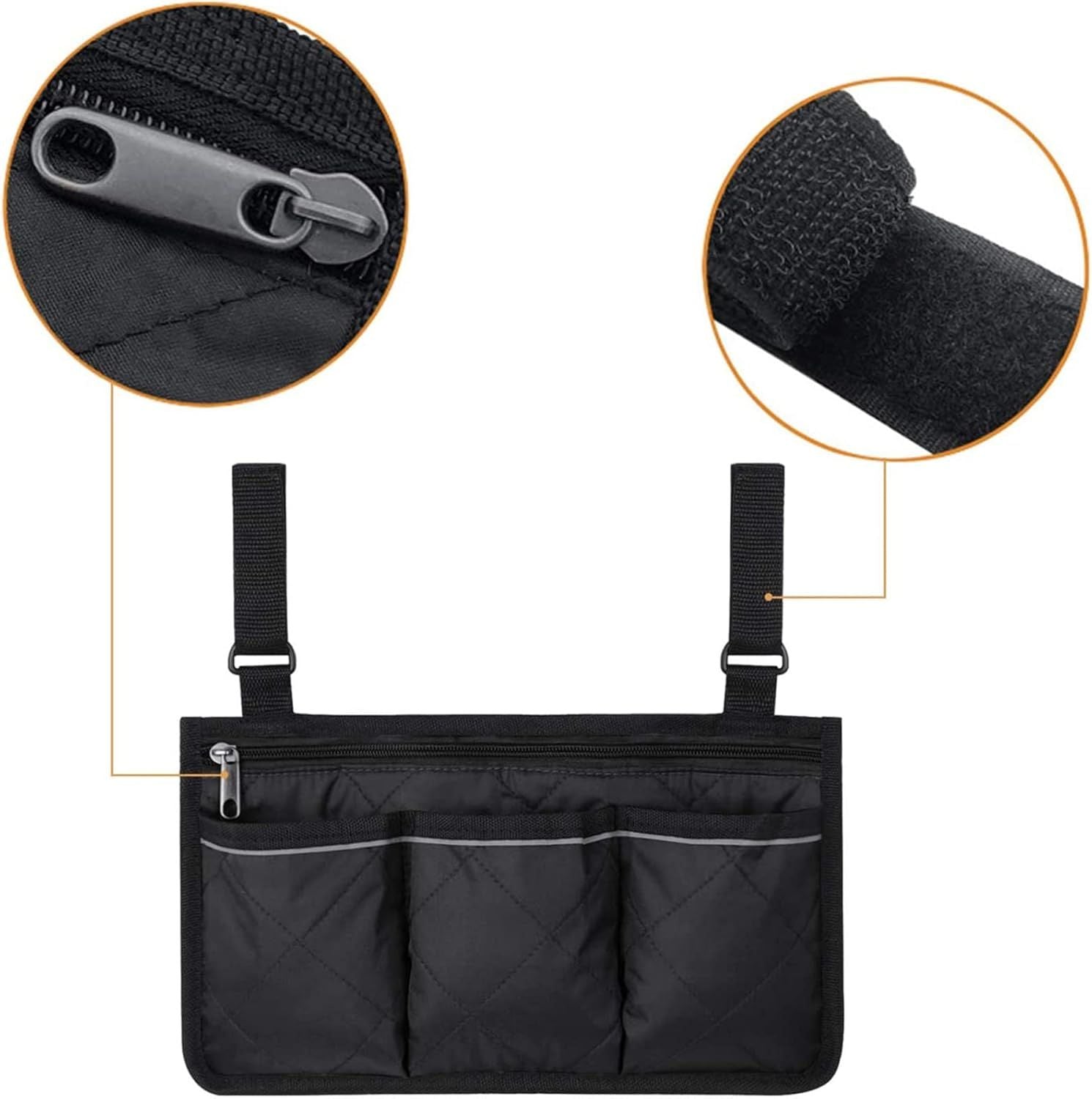 Universal Waterproof Wheelchair Armrest Storage Bag, Side Organiser for Wheelchair Child Chair and Power Chair