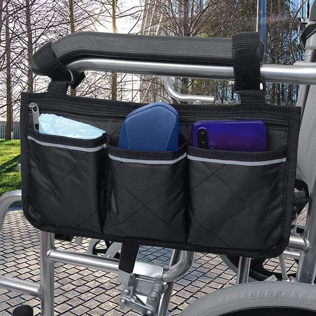 Universal Waterproof Wheelchair Armrest Storage Bag, Side Organiser for Wheelchair Child Chair and Power Chair
