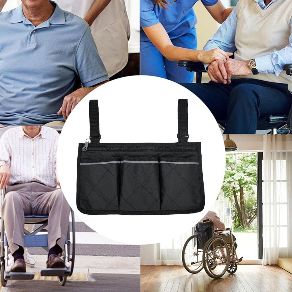 Universal Waterproof Wheelchair Armrest Storage Bag, Side Organiser for Wheelchair Child Chair and Power Chair