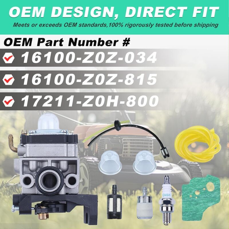 9 in 1 Carburetor Kit for Honda GX25 GX35 FG110 HHT25 HHT35 Engine, with Gasket Filter Fuel Line Spark Plug Bulb