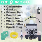 9 in 1 Carburetor Kit for Honda GX25 GX35 FG110 HHT25 HHT35 Engine, with Gasket Filter Fuel Line Spark Plug Bulb
