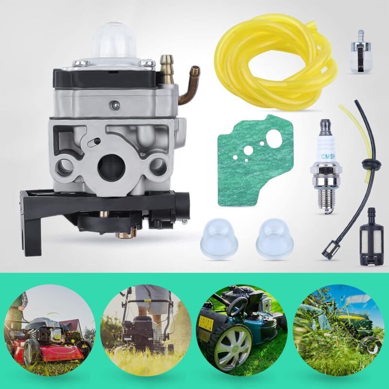 9 in 1 Carburetor Kit for Honda GX25 GX35 FG110 HHT25 HHT35 Engine, with Gasket Filter Fuel Line Spark Plug Bulb