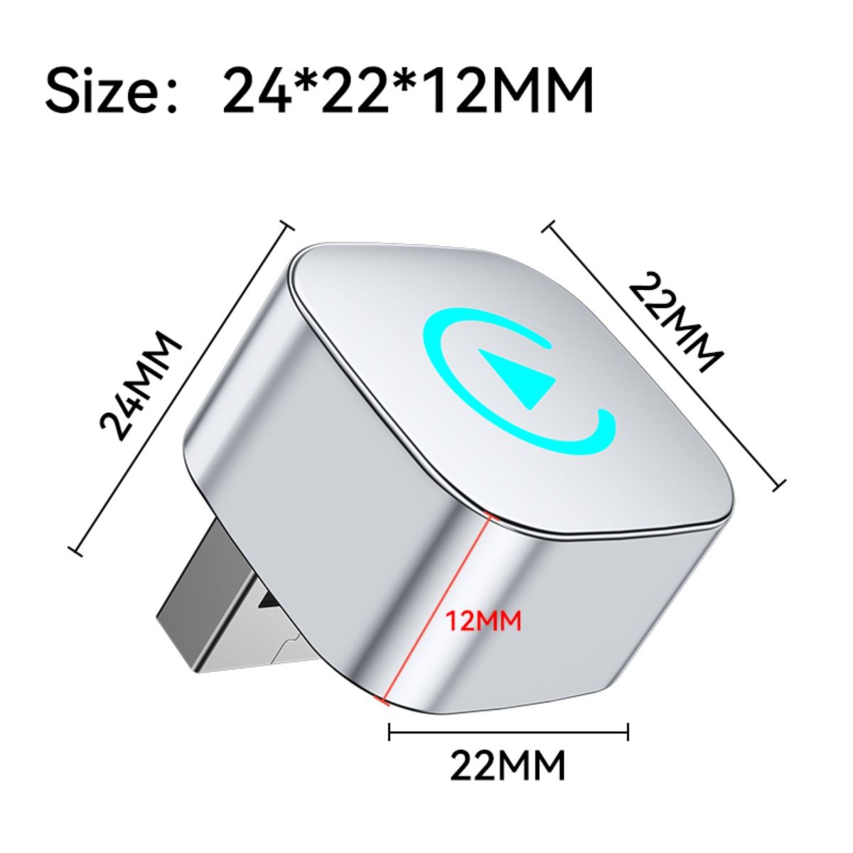 Wireless CarPlay Android Auto 2-in-1 Smart Car Connection Box for Apple iPhone and Android Devices, Size 33, Silver