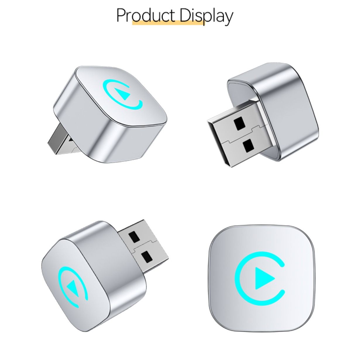 Wireless CarPlay Android Auto 2-in-1 Smart Car Connection Box for Apple iPhone and Android Devices, Size 33, Silver