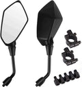 Universal Motorcycle Rearview Side Mirrors, Wide View Durable Replacement Mirror Set for Motorbike Scooter, Black