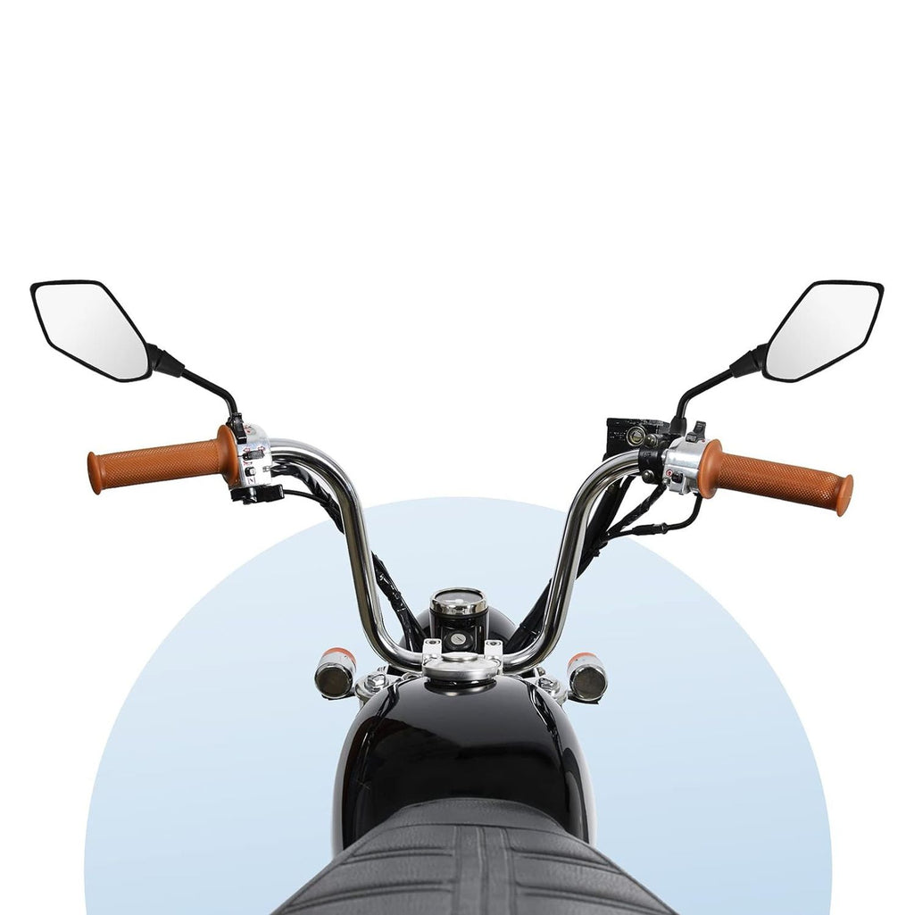 Universal Motorcycle Rearview Side Mirrors, Wide View Durable Replacement Mirror Set for Motorbike Scooter, Black