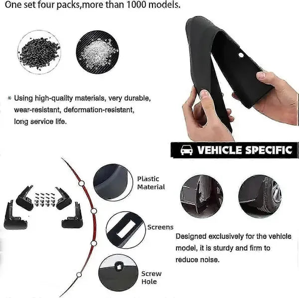 Mudguards for Volvo V60 MK II Estate 2019-2021, Molded Front and Rear Splash Guards, Semi-Rigid ABS Plastic Set