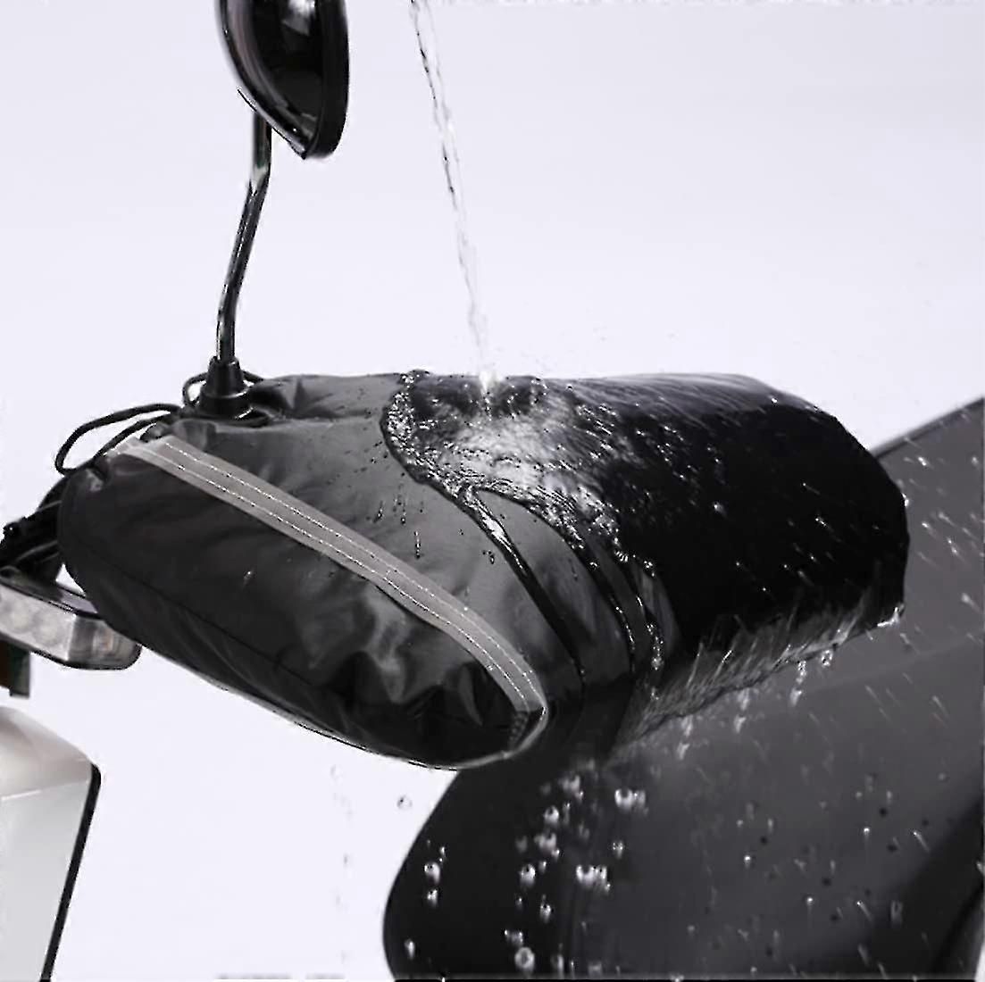 Motorcycle Handle Muff Warm Gloves, Windproof Waterproof PU Handlebar Covers with Short Plush Lining for Winter Riding