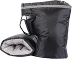Motorcycle Handle Muff Warm Gloves, Windproof Waterproof PU Handlebar Covers with Short Plush Lining for Winter Riding
