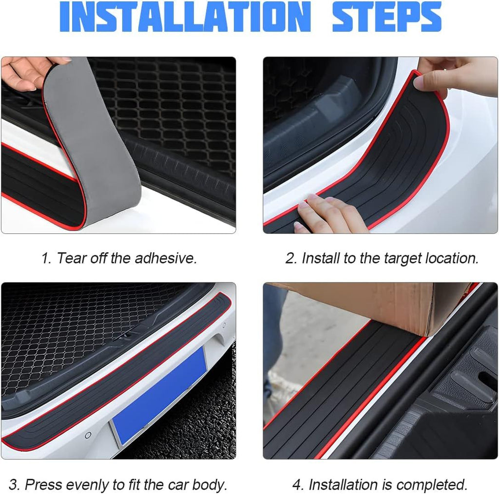 Rear Bumper Protector Rubber Boot Guard, Scratch Resistant Exterior Car Accessory for Most Vehicles, Black, 90 cm x 7 cm