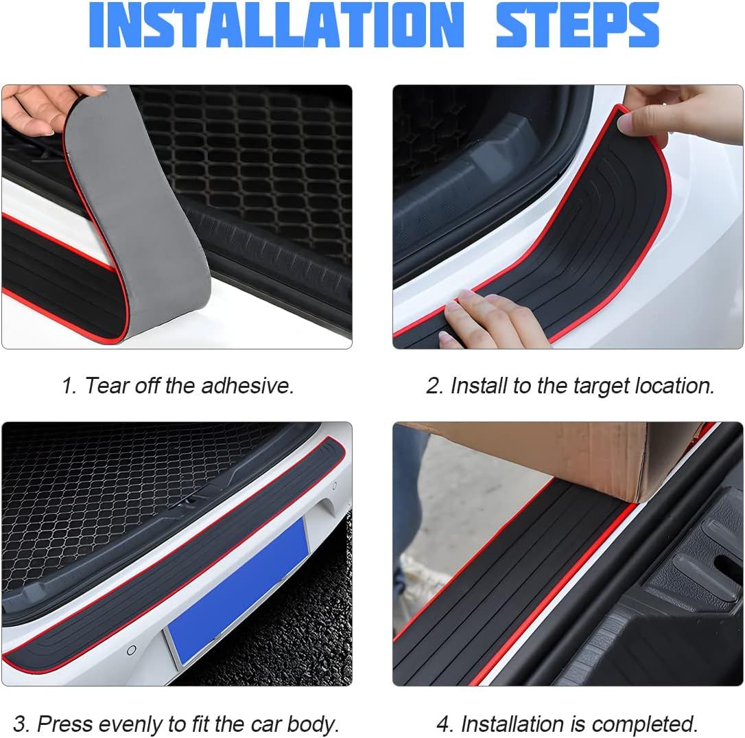 Rear Bumper Protector Rubber Boot Guard, Scratch Resistant Exterior Car Accessory for Most Vehicles, Black, 90 cm x 7 cm