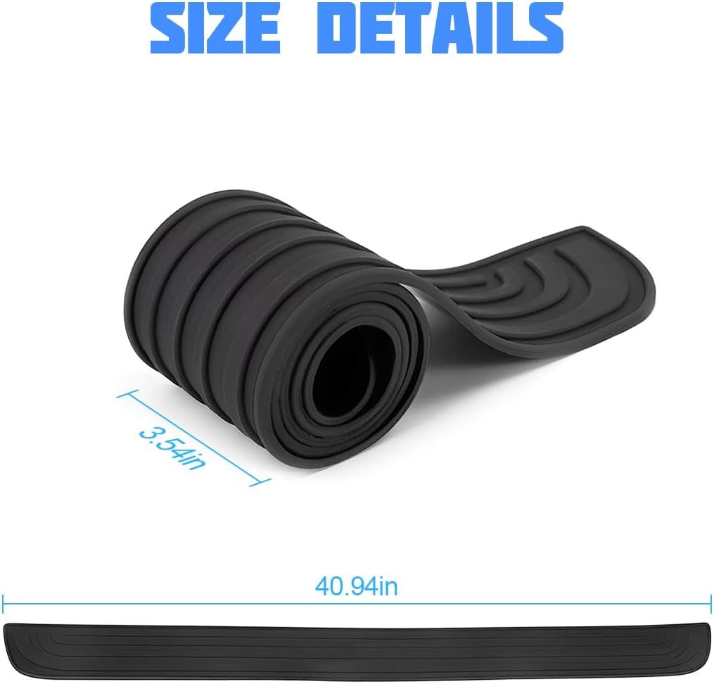 Rear Bumper Protector Rubber Boot Guard, Scratch Resistant Exterior Car Accessory for Most Vehicles, Black, 104 cm x 9 cm