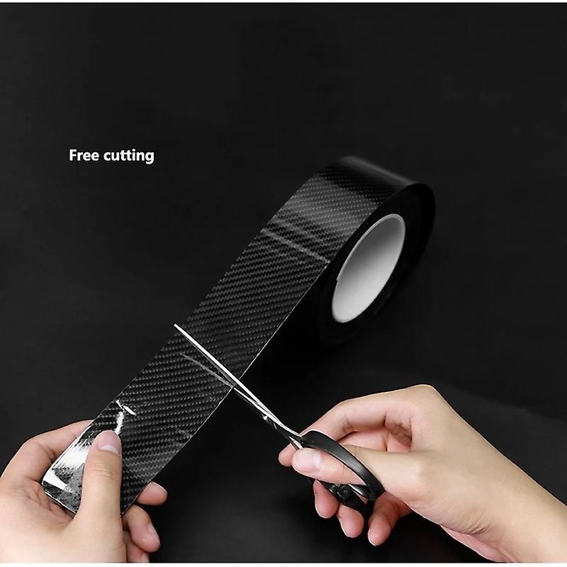 1 Roll 5D Carbon Fibre Tape for Car Door Sill, Anti-Collision Waterproof Protector Sticker, Black, 5 cm x 3 m Roll