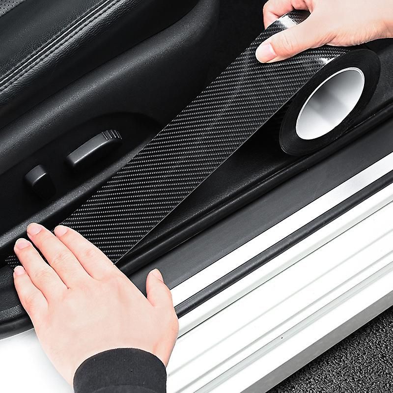 3 Rolls 5D Carbon Fibre Tape for Car Door Sill, Anti-Collision Waterproof Protector Sticker, Black, 5 cm x 3 m Each