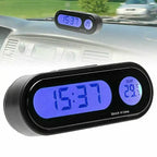 2 in 1 LCD Digital Car Electronic Clock Thermometer, LED Time Temperature Display with 12/24 Hour Modes for Dashboard