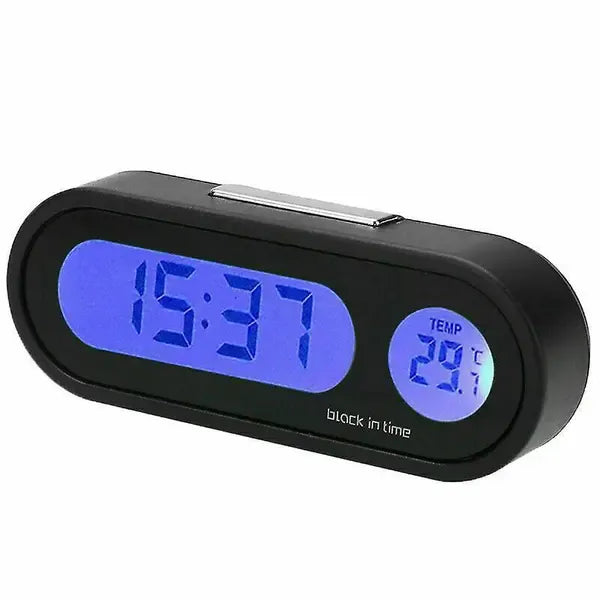 2 in 1 LCD Digital Car Electronic Clock Thermometer, LED Time Temperature Display with 12/24 Hour Modes for Dashboard
